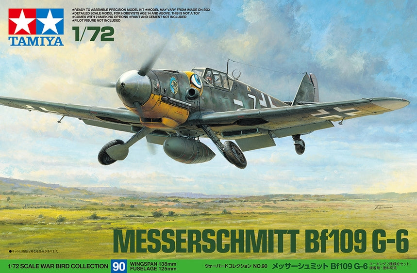 Tamiya 1/72 Messerschmitt Bf109 G-6 WWII German Fighter Plastic Model Airplane Kit