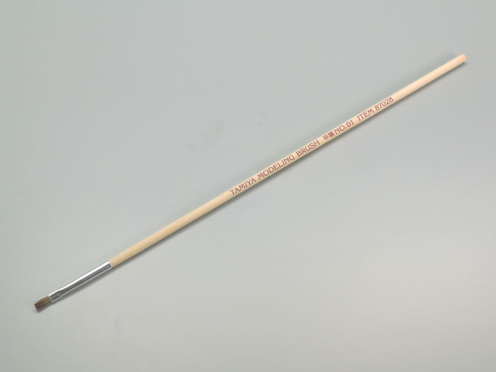 Tamiya Flat Brush No. 01 - 2.5mm Horse Hair Model Painting Brush