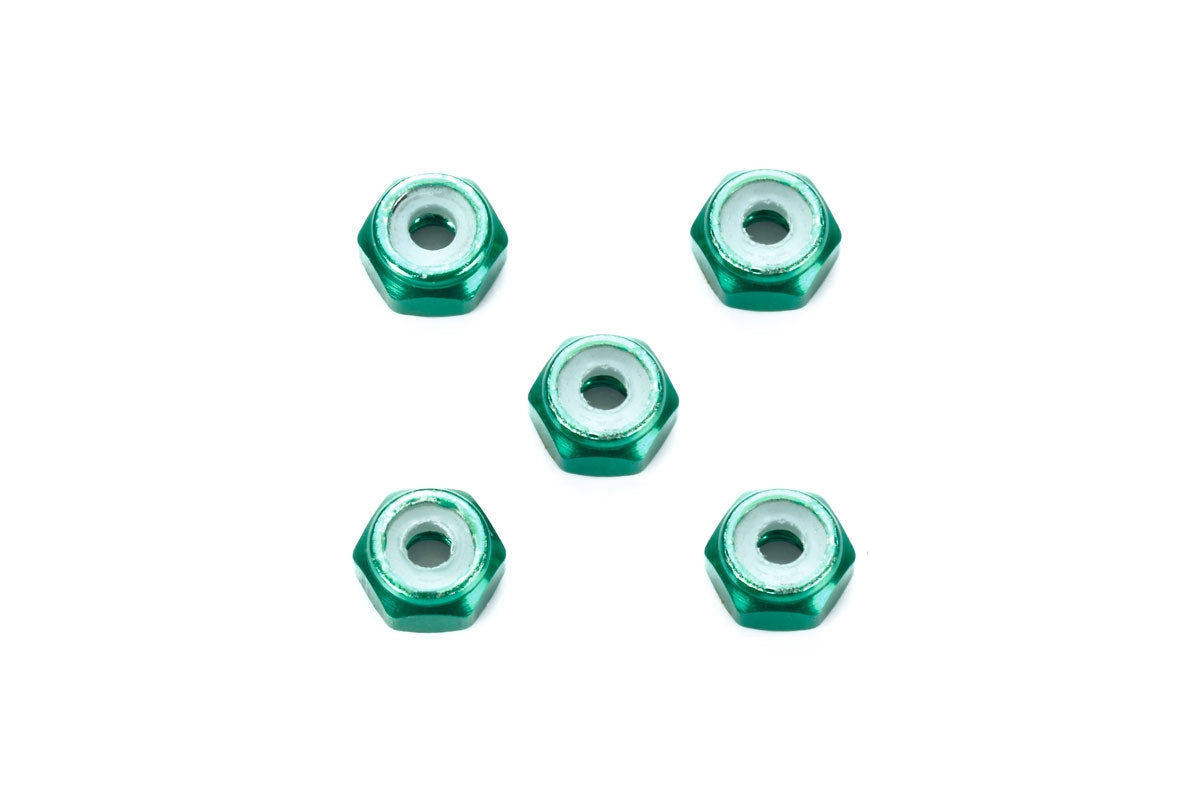 Tamiya JR 2mm Aluminum Lock Nut, Green (5pcs) 95424