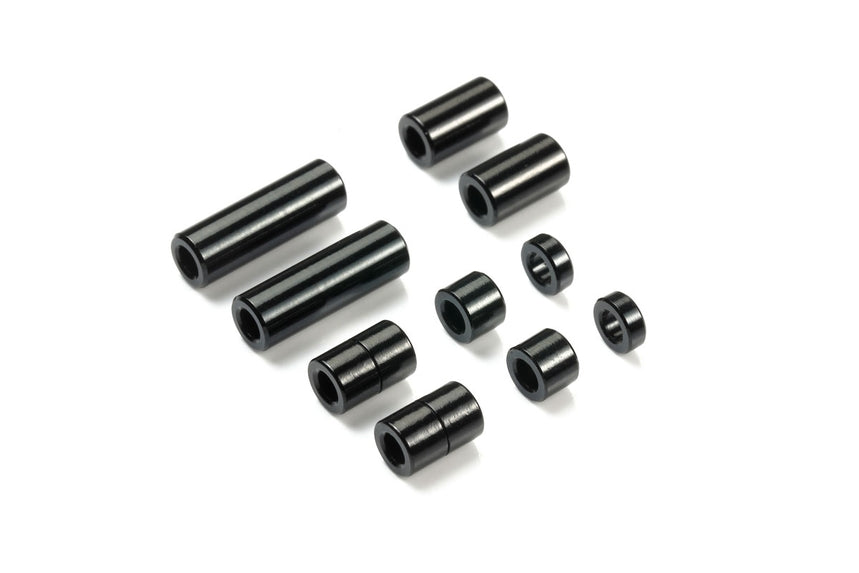 Tamiya JR Aluminum Spacer Set Black (12/6.7/6/3/1.5mm) 2pc each