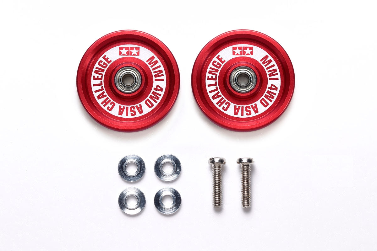 Tamiya JR HG Aluminum Ball-Race Rollers, 19mm Ringless/Red 95657