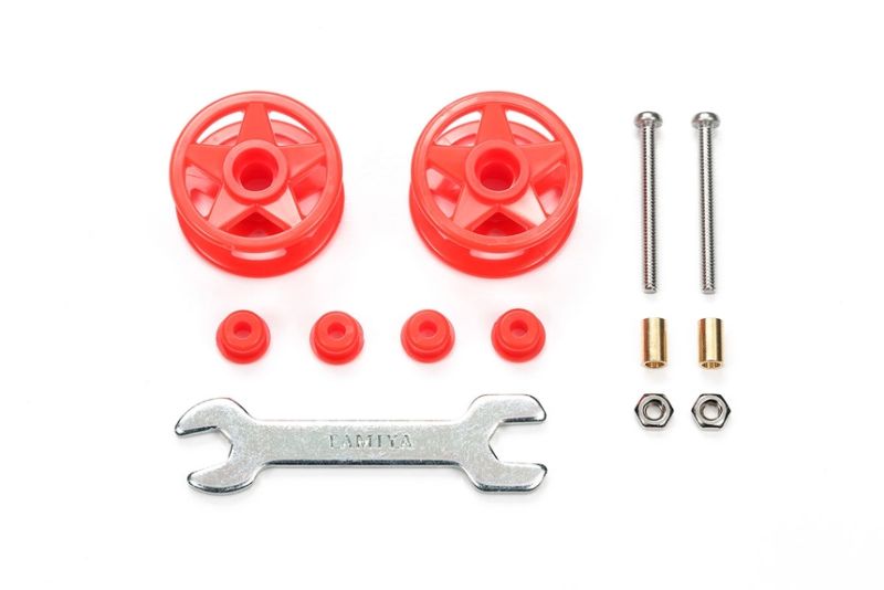 Tamiya JR LF Plastic Double Rollers, 19-19mm Red Mini 4WD Station 95697