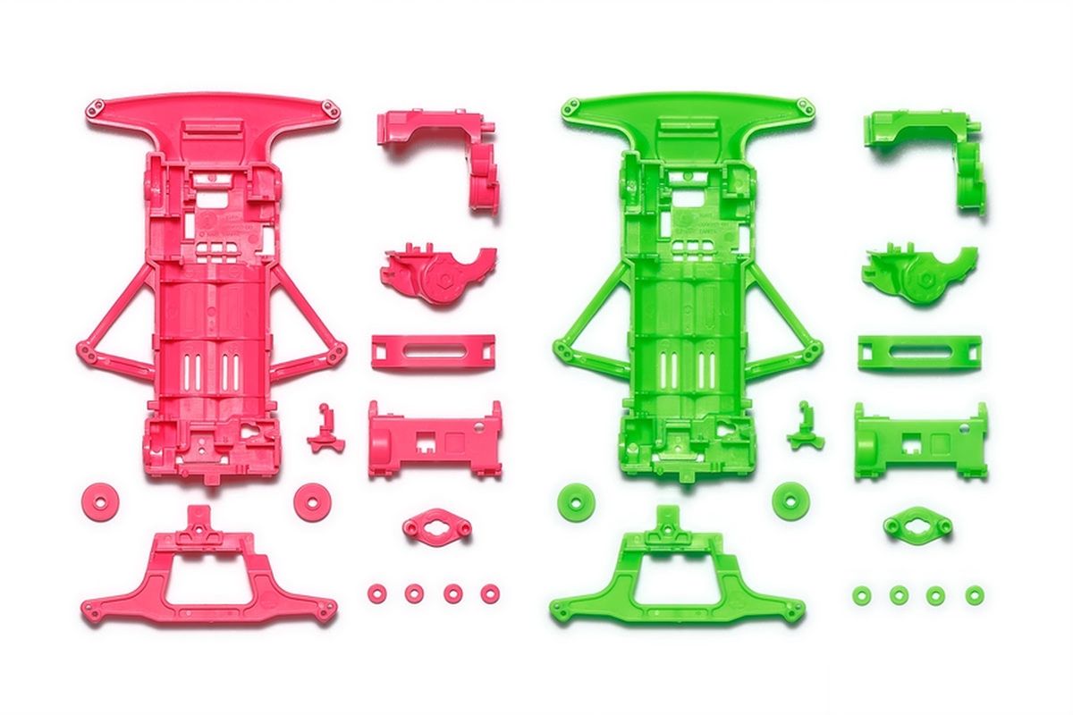Tamiya JR Super FM Chassis Set, Fluorescent Pink/Green RC Replacement Part