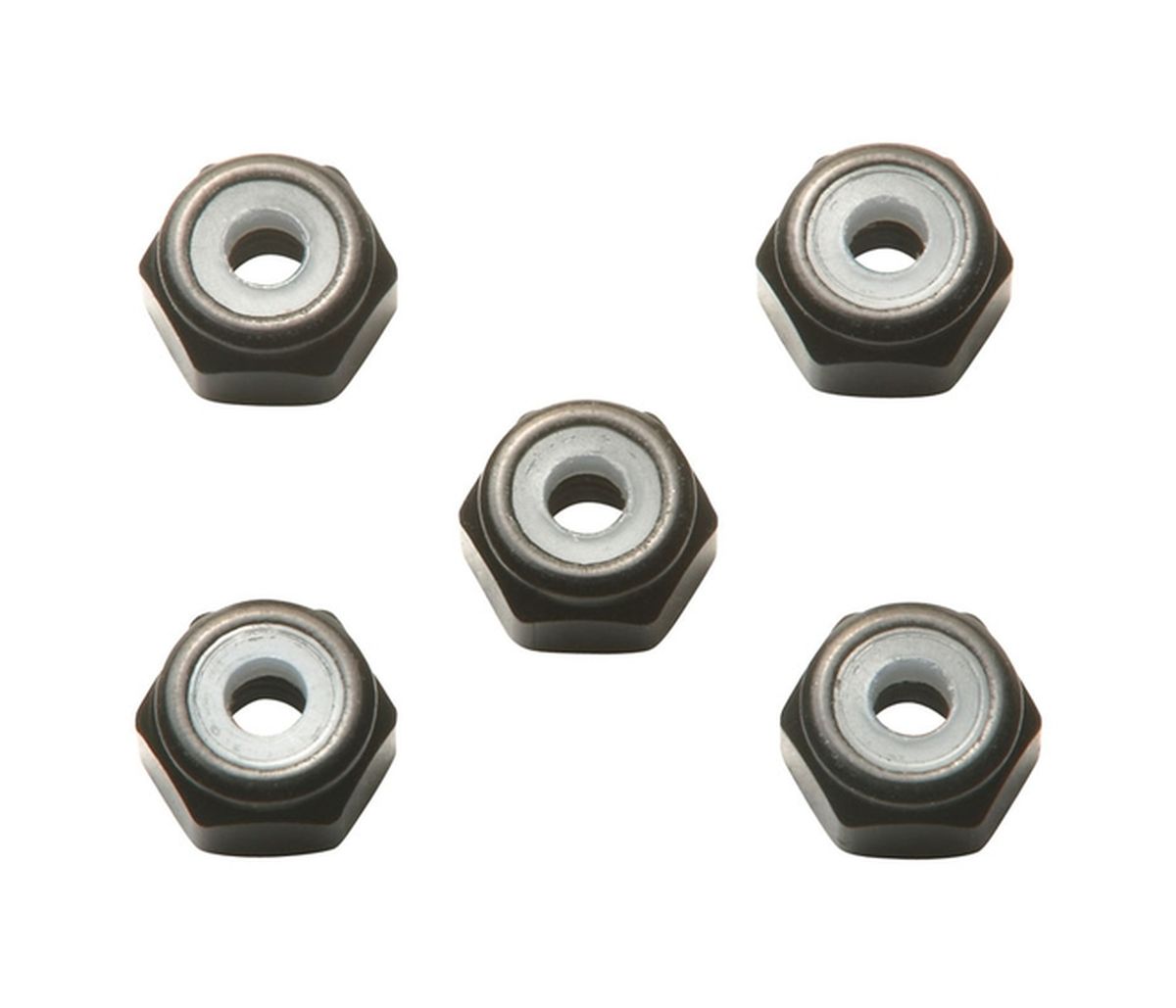Tamiya JR 2mm Aluminum Lock Nut, Black 5pcs