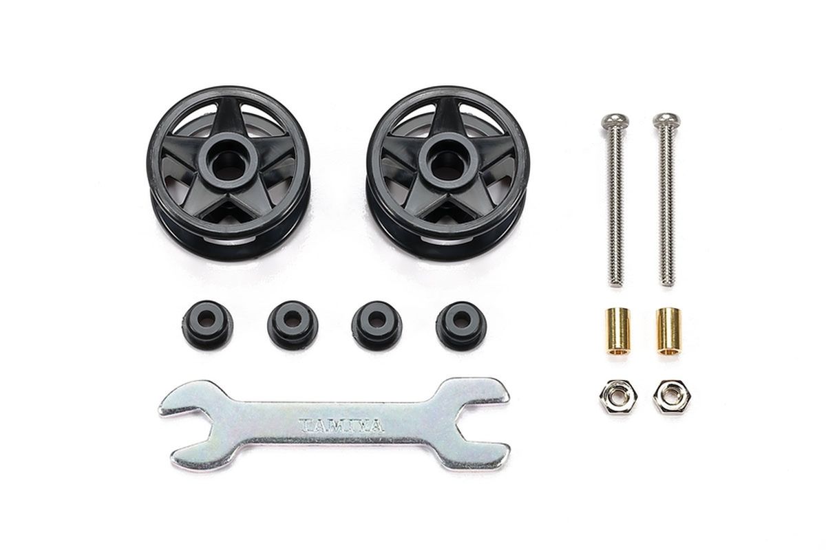 Tamiya Mini 4WD JR Low-Friction Plastic Double Rollers, 19-19mm Black – Rear Roller Setup Upgrade