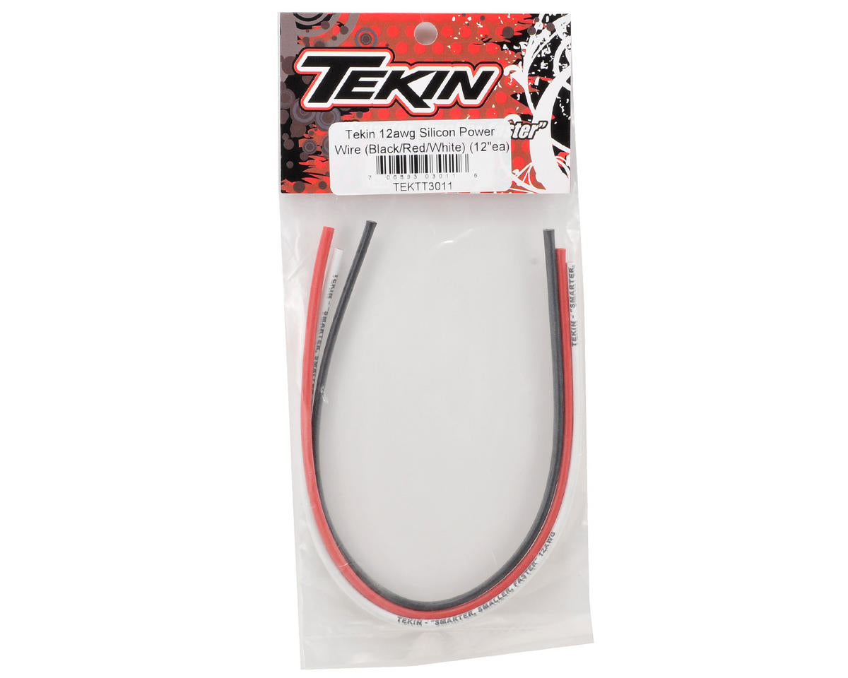 Tekin 12awg Silicon Power Wire Pack (Black/Red/White) (12") TT3011