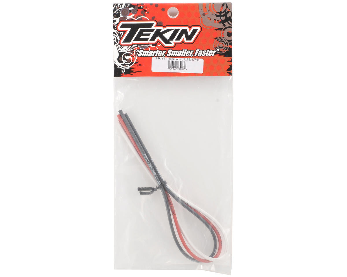 Tekin 12" 14awg Silicon Power Wire (Black/Red/White) (3) TT3031