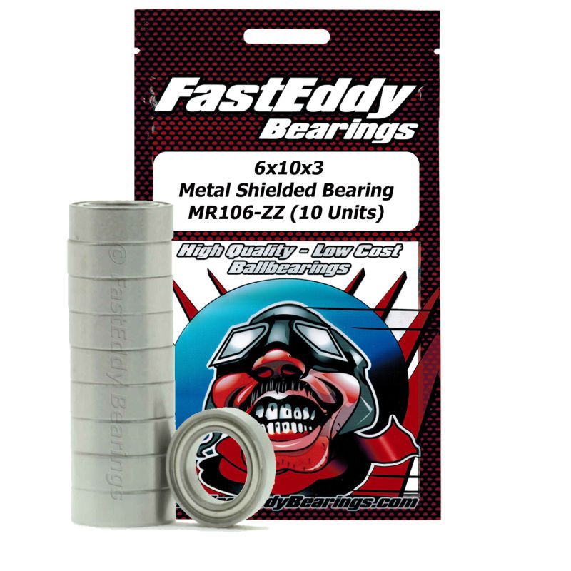 Team FastEddy 6x10x3mm Metal Shielded Replacement Bearings 10-Pack for Tamiya
