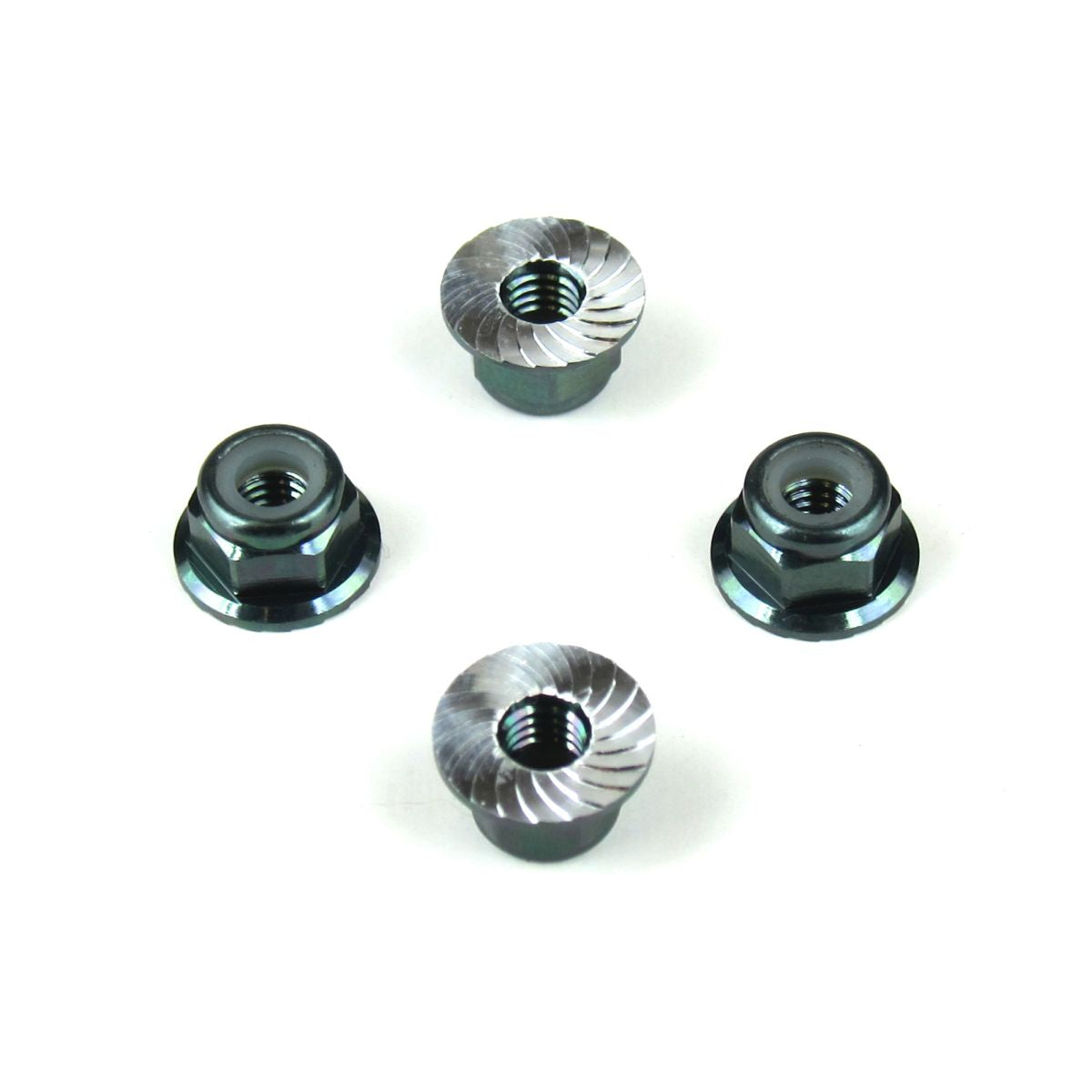 Tekno RC M4 Aluminum Flanged Serrated Locknuts, 4pcs