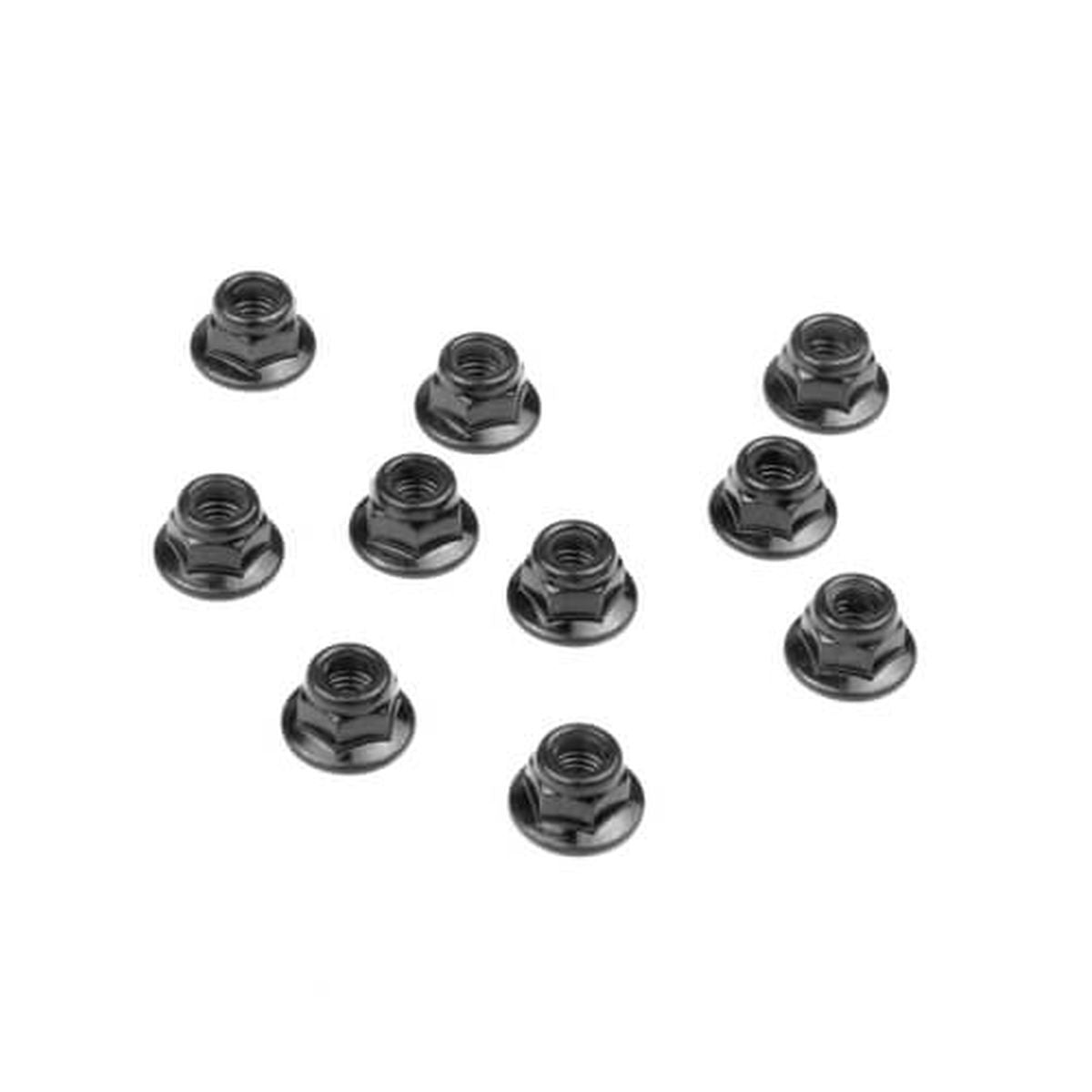 Tekno RC M5 Flanged Locknuts, Black, 10pcs