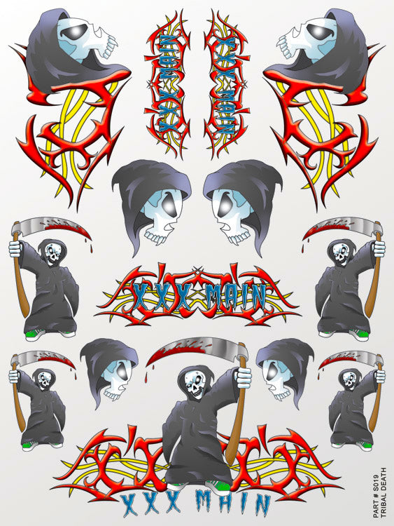 XXX Main Racing Tribal Death Sticker Sheet  S019