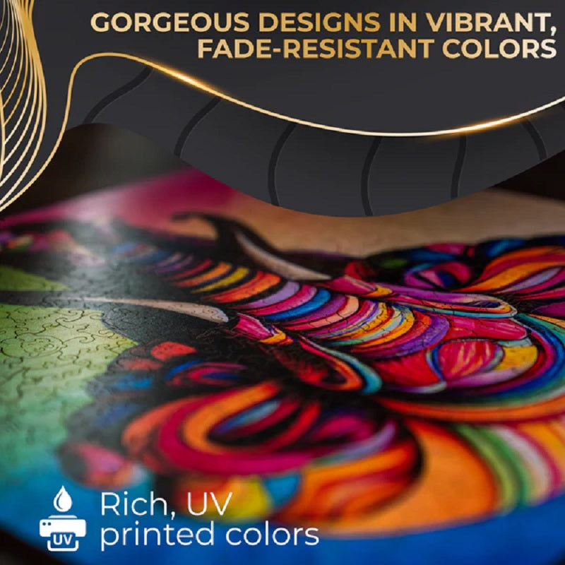 ZenChalet Puzzles Colorful Elephant Wooden Jigsaw Puzzle 500 pcs CE500