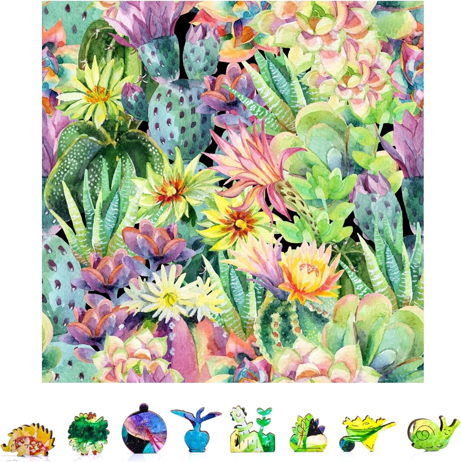 ZenChalet Puzzles Floral Cactus Wooden Jigsaw Puzzle 1000 Pcs FC1000