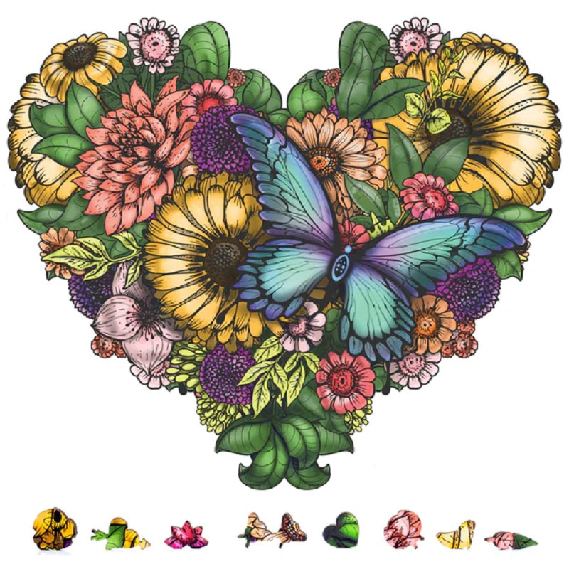 ZenChalet Puzzles Flower Heart Wooden Puzzle 200 Pcs FH200