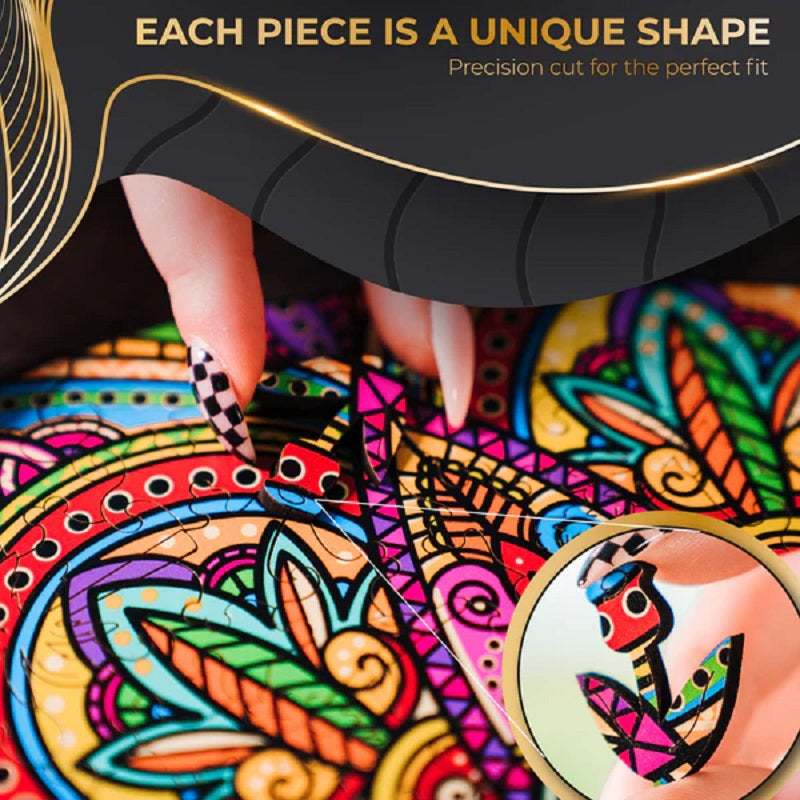 ZenChalet Puzzles Mandala Heart Wooden Jigsaw Puzzle 200 pcs MH200