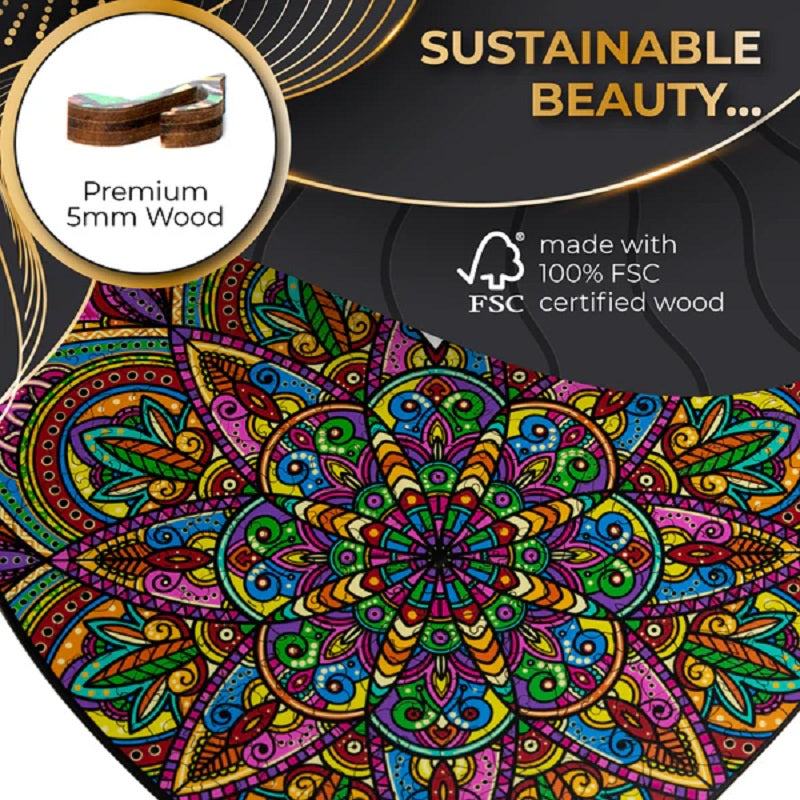 ZenChalet Puzzles Mandala Heart Wooden Jigsaw Puzzle 200 pcs MH200