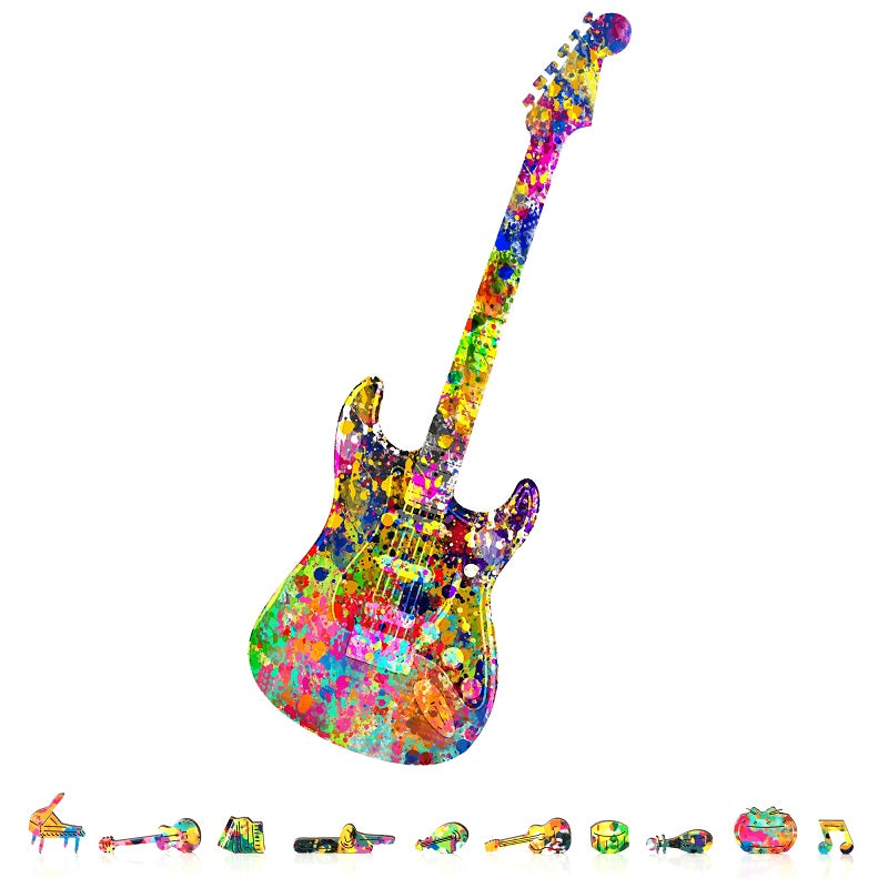 ZenChalet Puzzles Splatter Guitar Wooden Puzzle 200 Pcs SG200