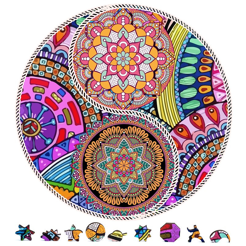 ZenChalet Puzzles Yin Yang Flowers Wooden Puzzle 200 Pcs YYF200