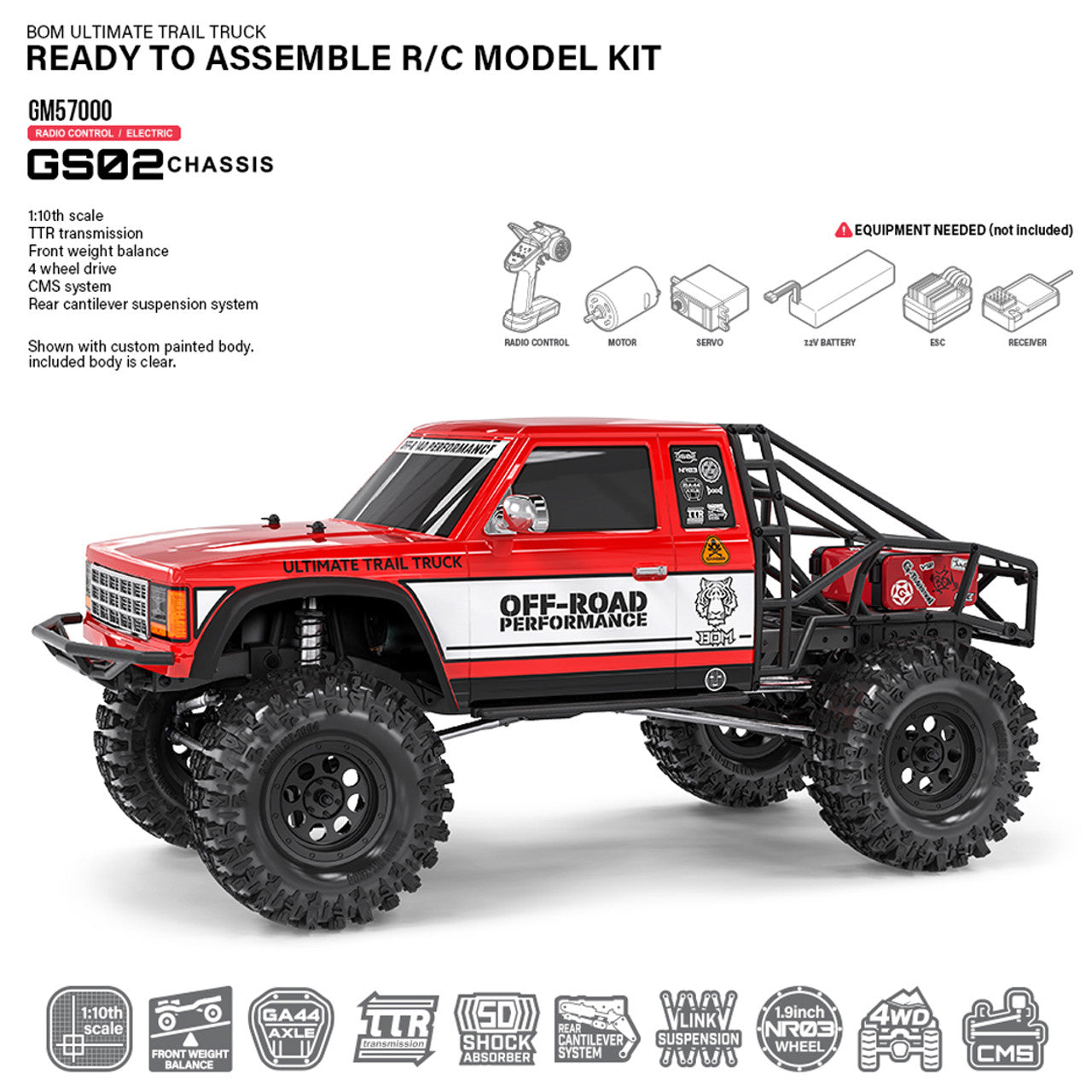 Gmade GM57000 GS02 BOM Ultimate 4×4 1/10 4WD Trail Truck Assembly