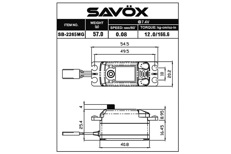 Savox 1/10 Black Edition Low Profile HV Brushless Digital Servo 7.4V