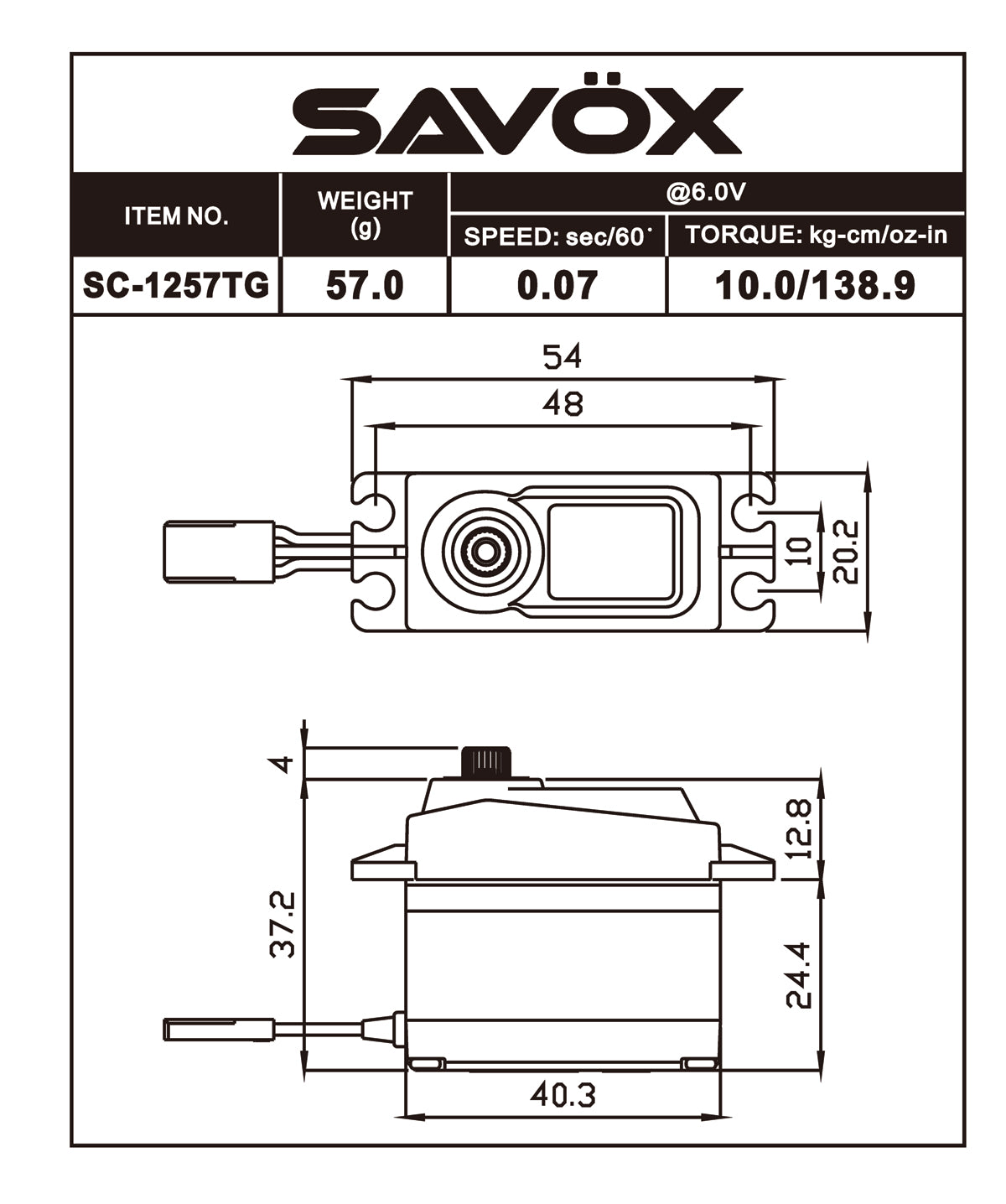 Savox Black Edition 1/10 Size Coreless Digital Servo