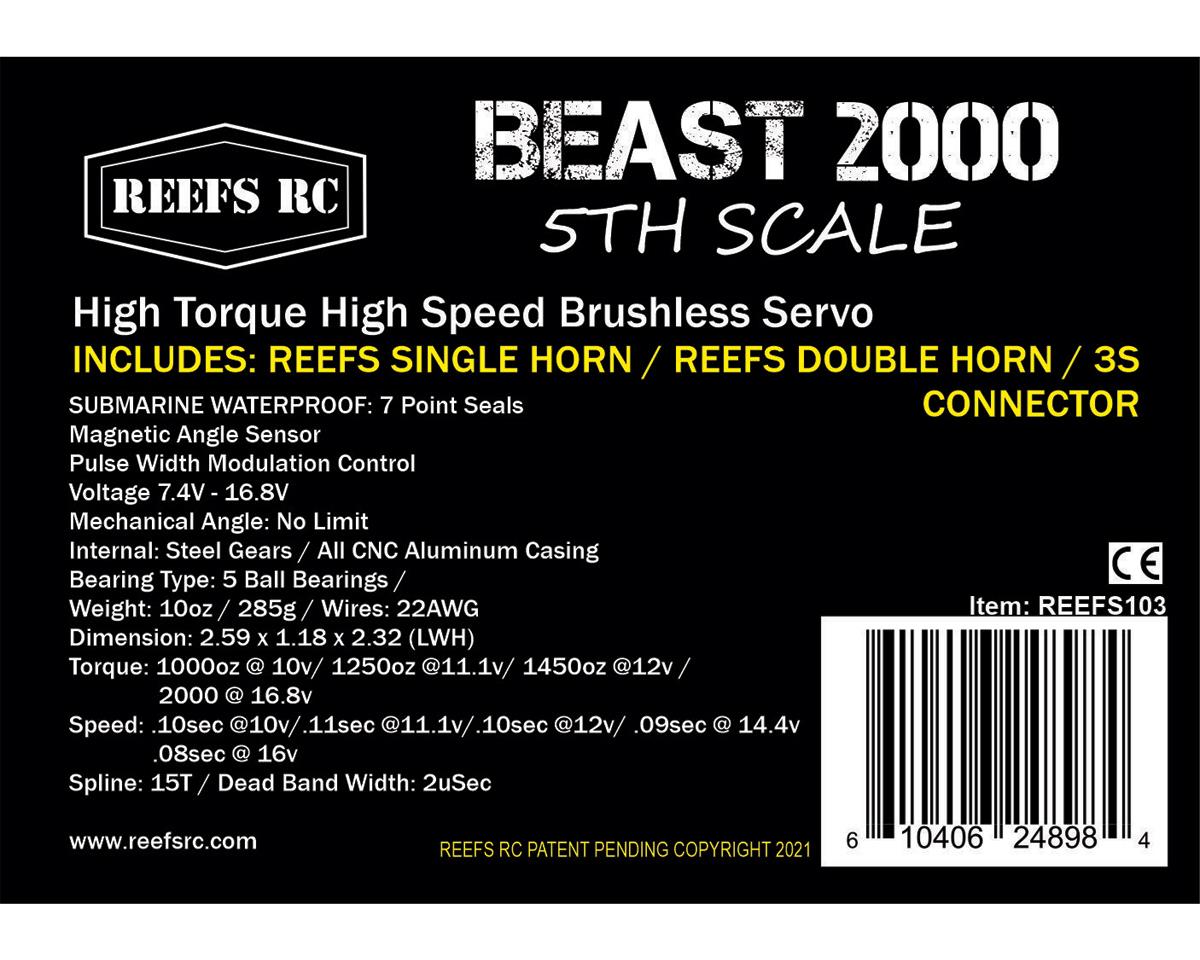 Reefs RC Beast 2000 1/5th Scale High Torque High Speed Brushless Servo w/ Aluminum Horns