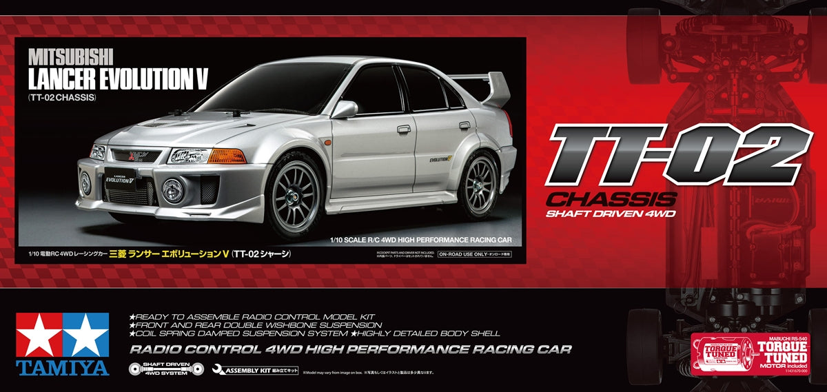 Tamiya 1/10 RC 4WD Mitsubishi Lancer Evolution V (TT-02 Chassis)